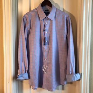 NWT Egara Pink & Blue Grid Sport Button Up Shirt